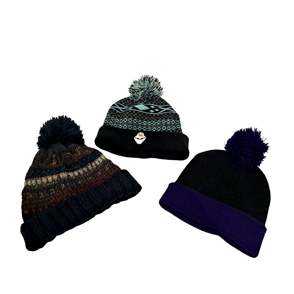 3 Piece Multicolor Set of Beanie Winter Hats